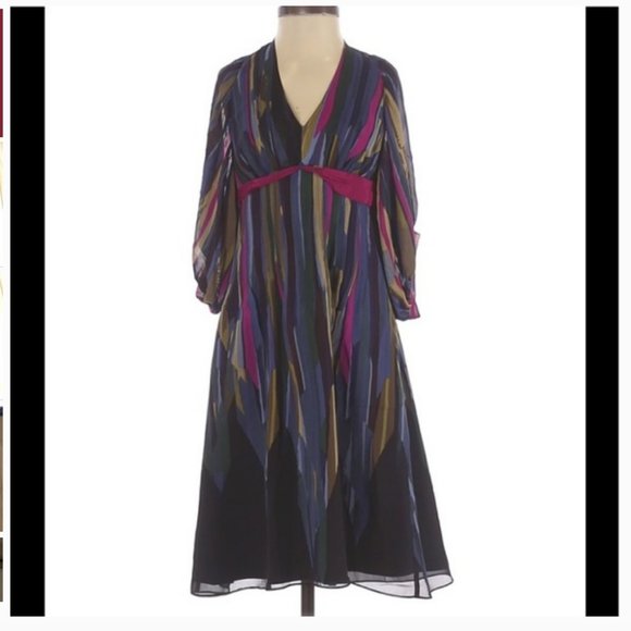 ted baker london brita silk stripe black pink green blouse 1 nwot - Picture 7 of 7